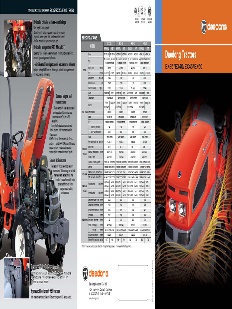 Tracteurs Daedong EX35 à EX50 | PDF