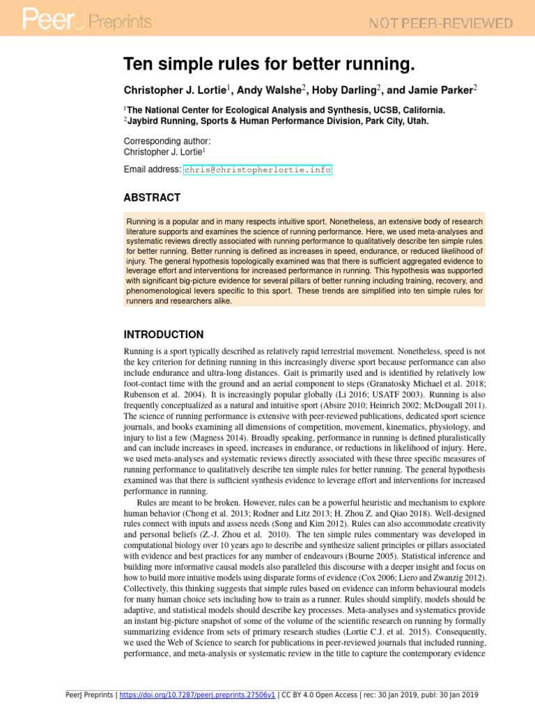 Ten Simple Rules For Better Running | PDF | Running | Meta Analysis