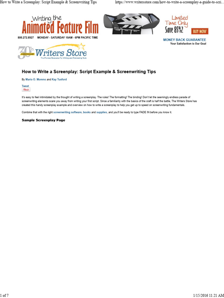 Screenwriting Tips & Sample Format Guide | PDF | Screenplay | Screenwriting