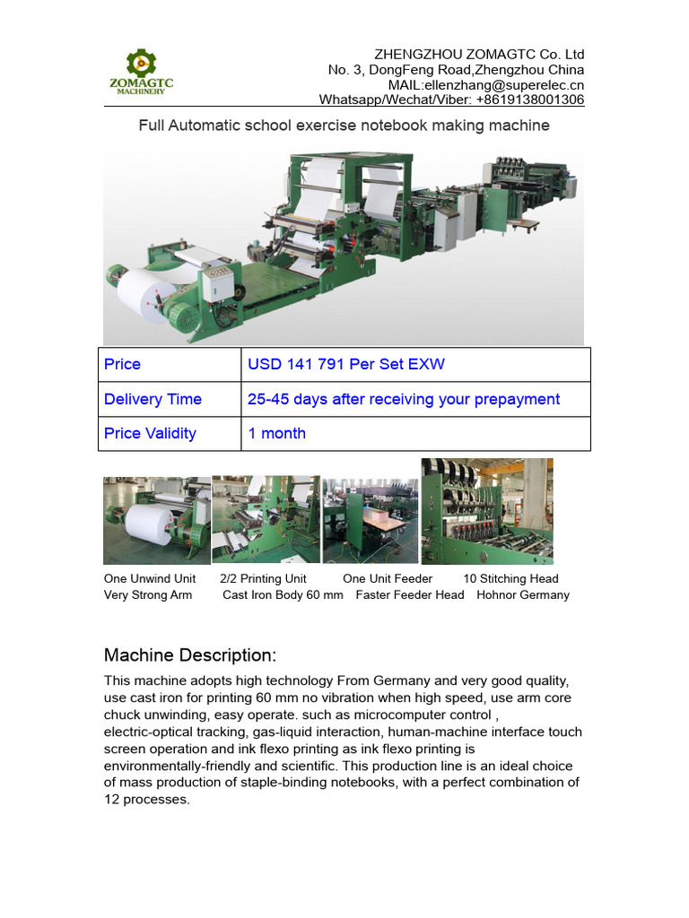 Exercise Note Book Making Machine Pdf Belt Mechanical Paper