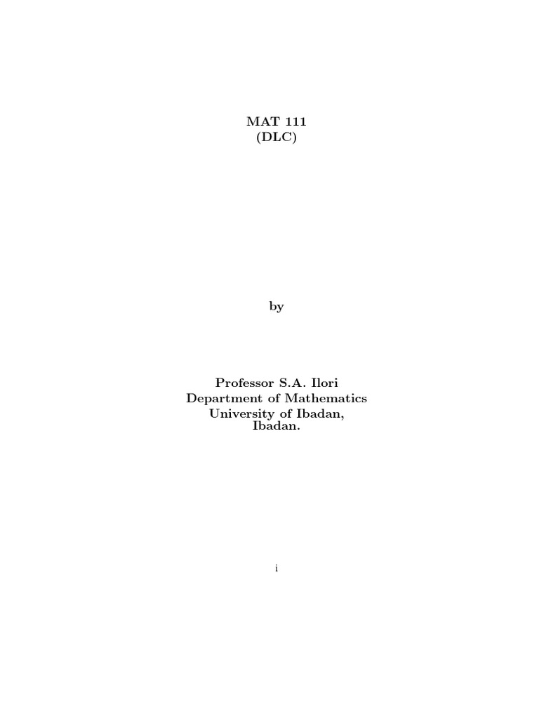 MAT111 by Prof Ilori | PDF | Factorization | Equations