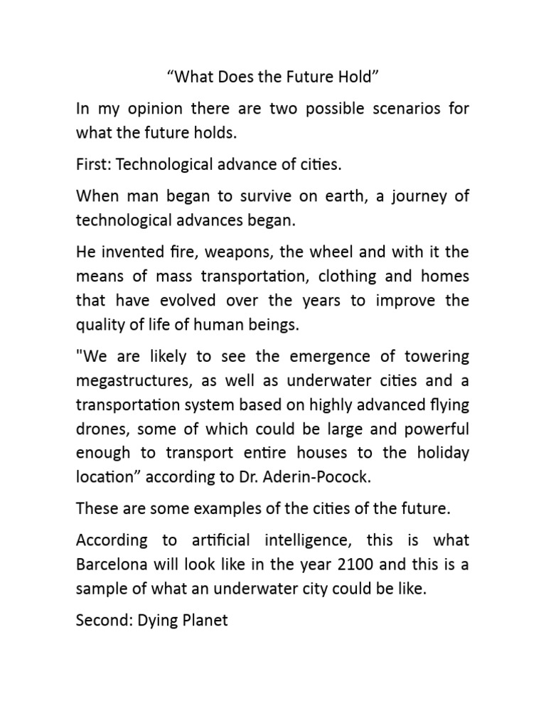 What Does The Future Hold PDF Social Science Science & Mathematics