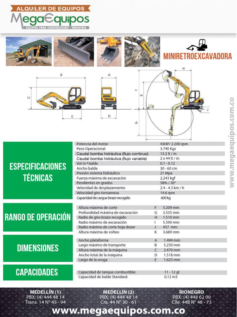 Especificaciones Miniretroexcavadora | PDF