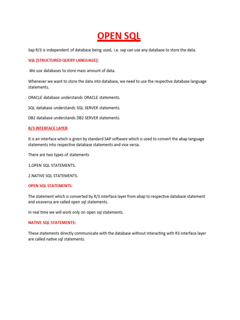 OPEN_SQL | PDF | Sql | Databases image.