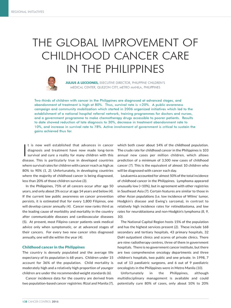 Childhood Cancer Care in the Philippines | PDF | Health Sciences | Medicine