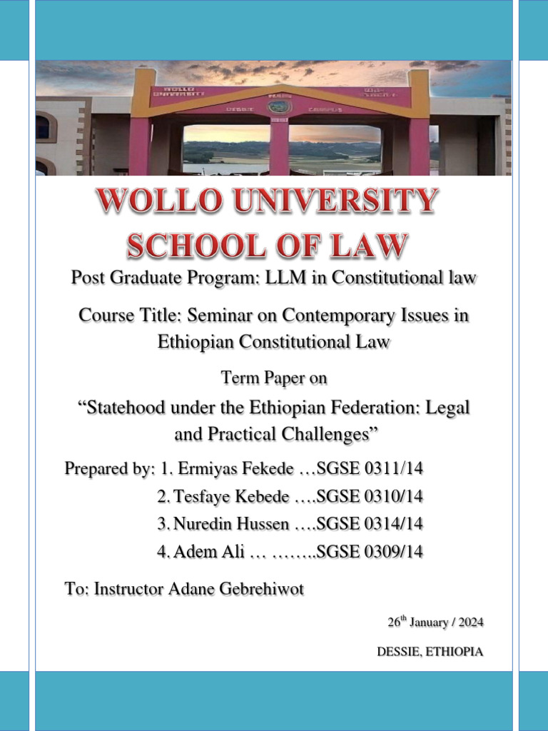 One One FINAL Statehood Under The Ethiopian Federation Legal and