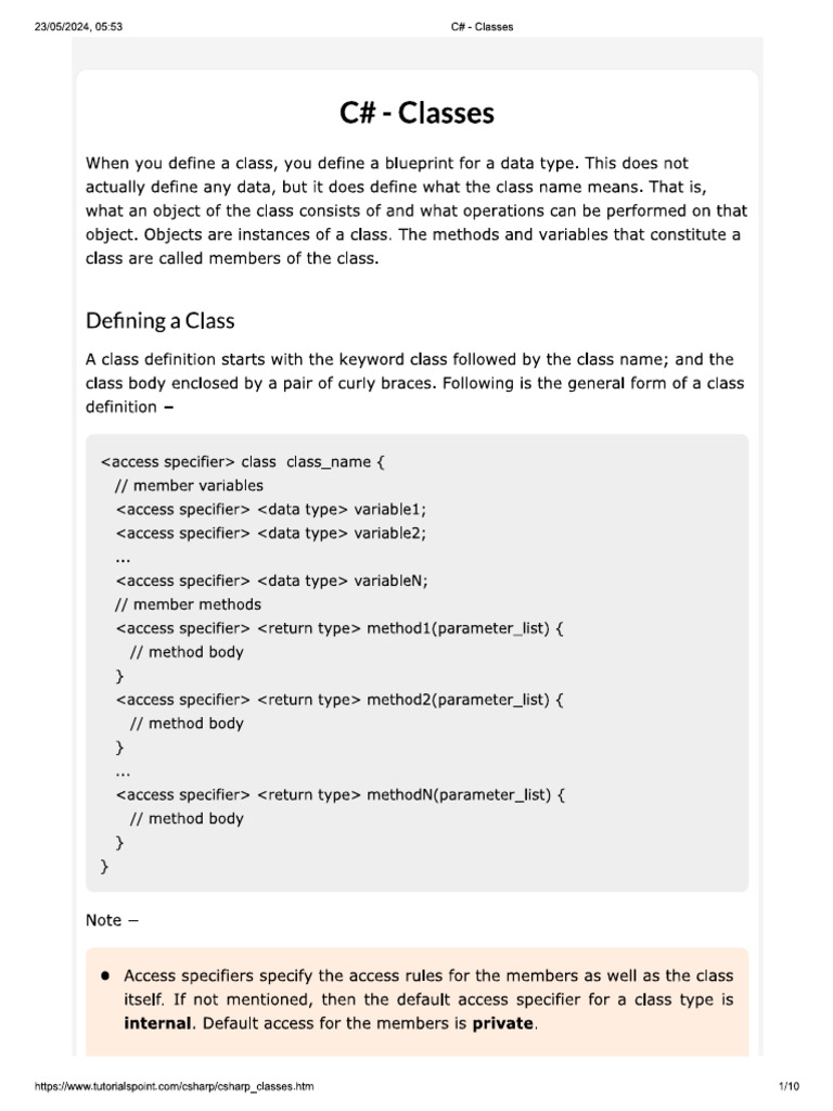 Classes C# | PDF
