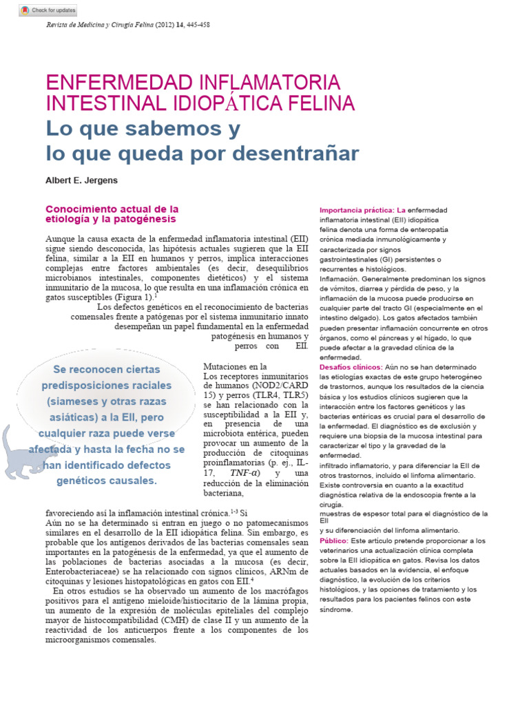 Jergens 2012 Feline Idiopathic Inflammatory Bowel Disease