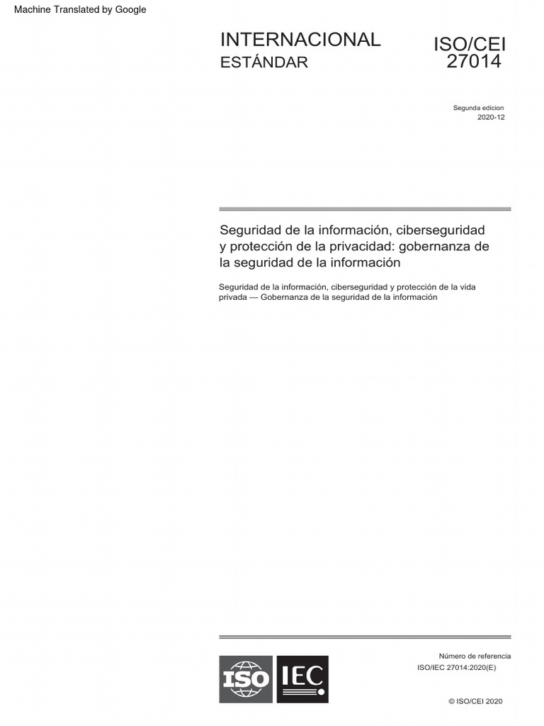 Iso - Iec 27014 - 2020 | PDF | Seguridad de información | Organización ...
