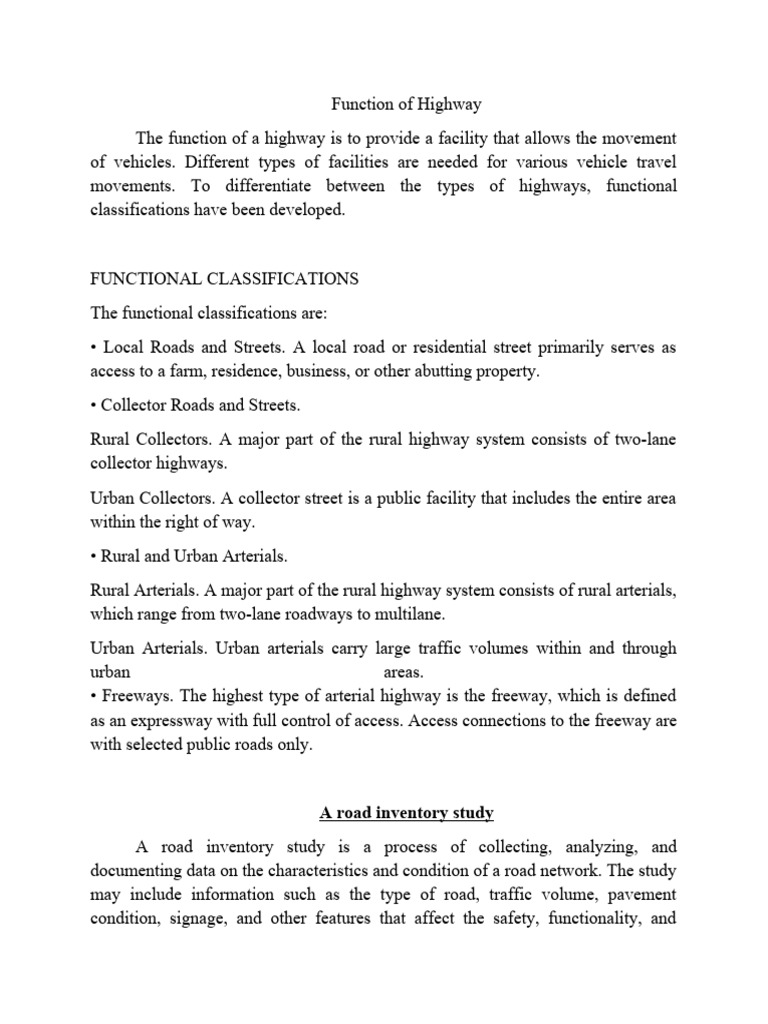 Highway Function and Classification Overview | PDF | Survey Methodology ...