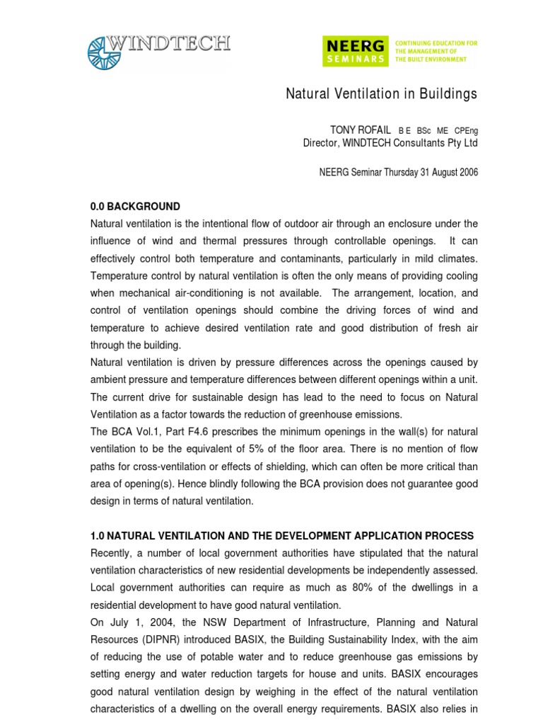 Natural Ventilation in Building Design | PDF | Ventilation ...