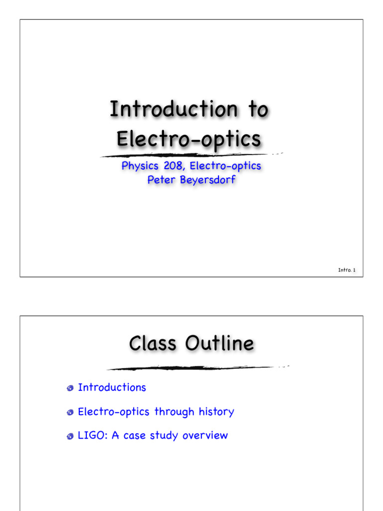 SJSU PHYS 208 Electro-Optics CH 0 - History and Introduction | PDF 