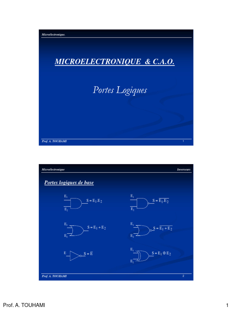 Portes Logiques en Microélectronique | PDF | Électronique numérique ...