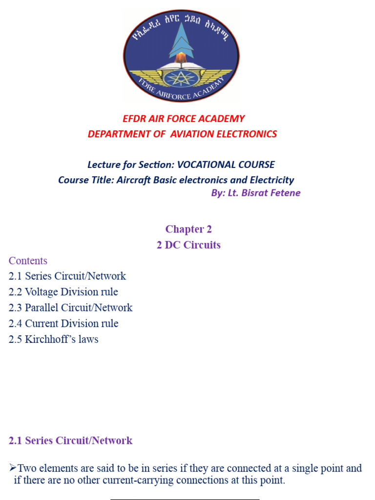 Chapter 2 Basic Aircraft Electricity and Electronics PDF Series And Parallel Circuits