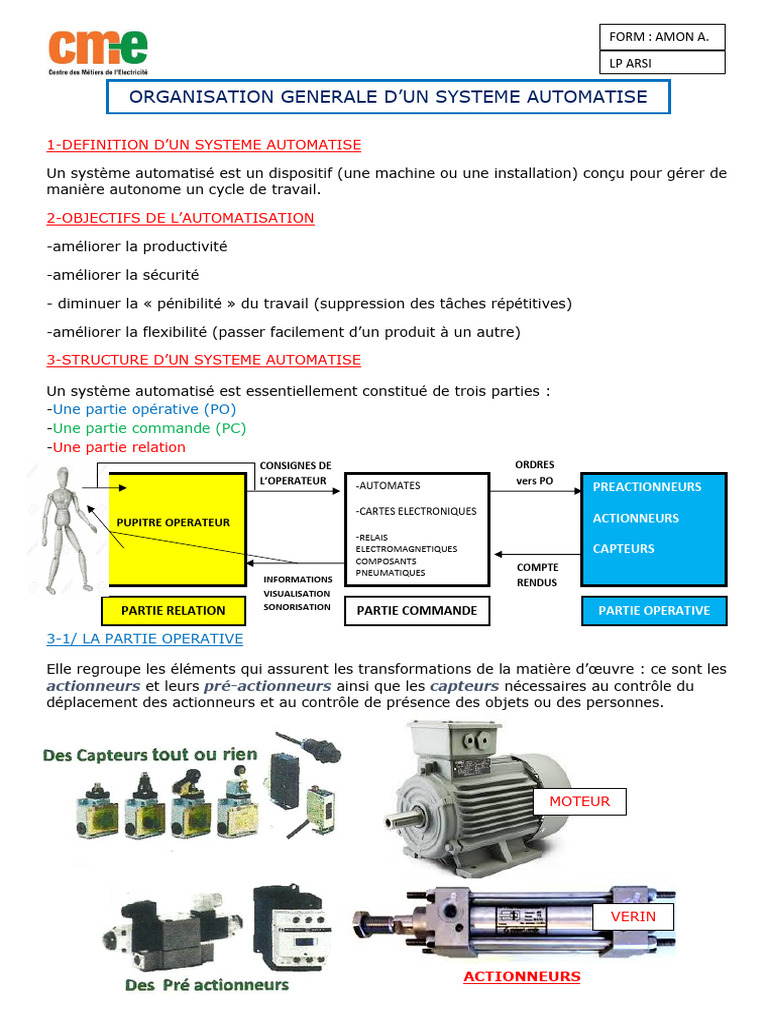 1-Organisation Generale D'un Systeme Automatise | PDF | Automate ...