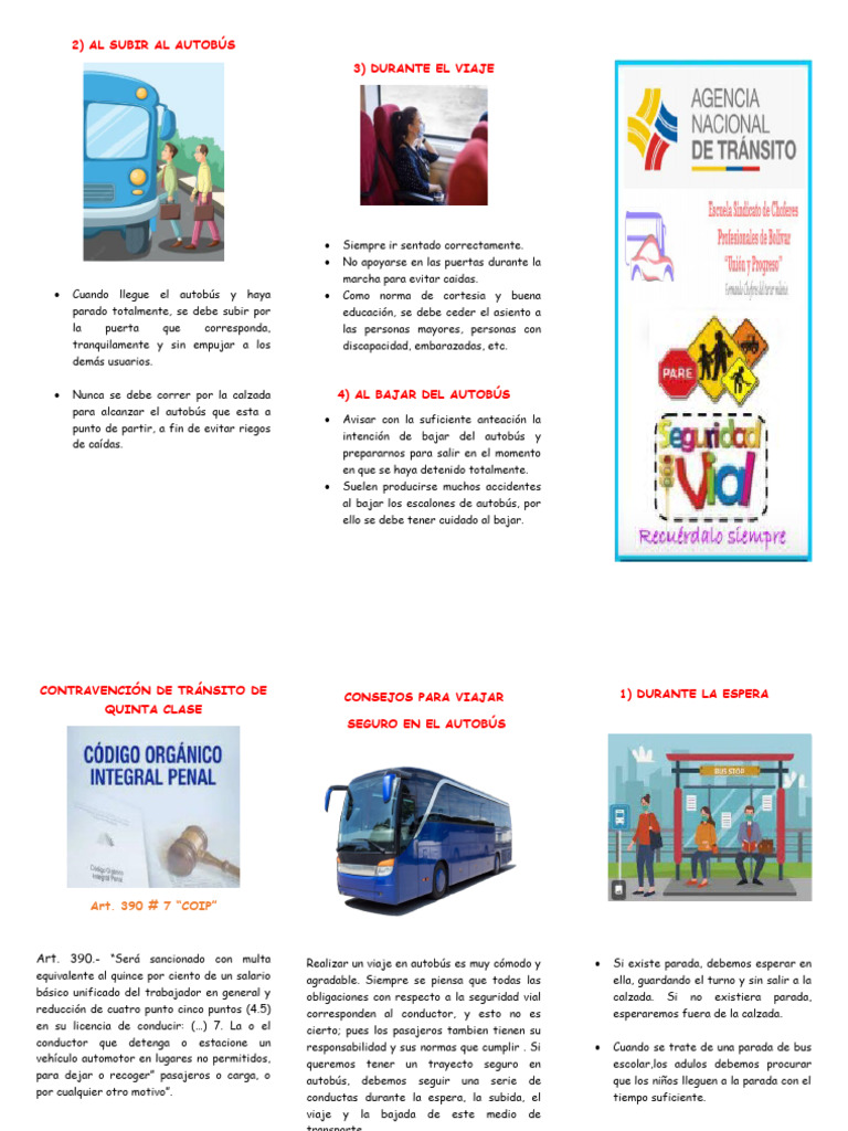 Triptico Seguridad Vial Pdf Autobús Seguridad Vial