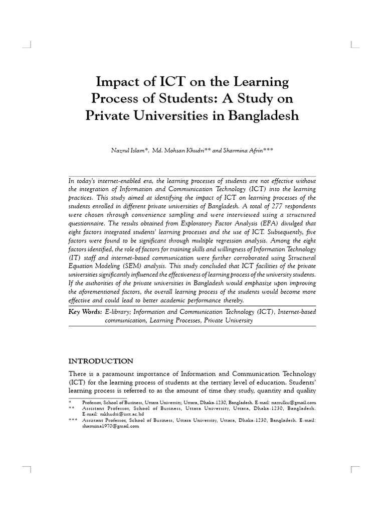 ICT's Impact on Student Learning in Bangladesh | PDF | Educational ...