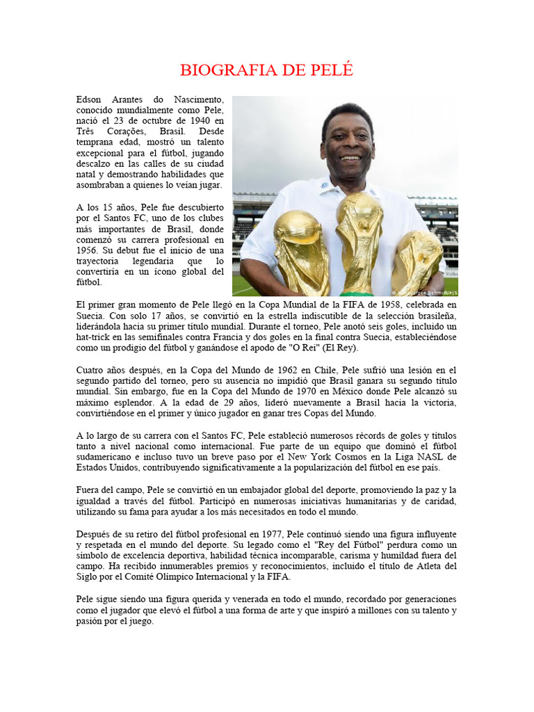 Biografia de Pele | PDF | Asociación de Futbol | Deportes