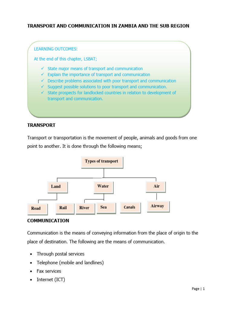 Transport and Communication in Zambia | PDF | Transport | Road