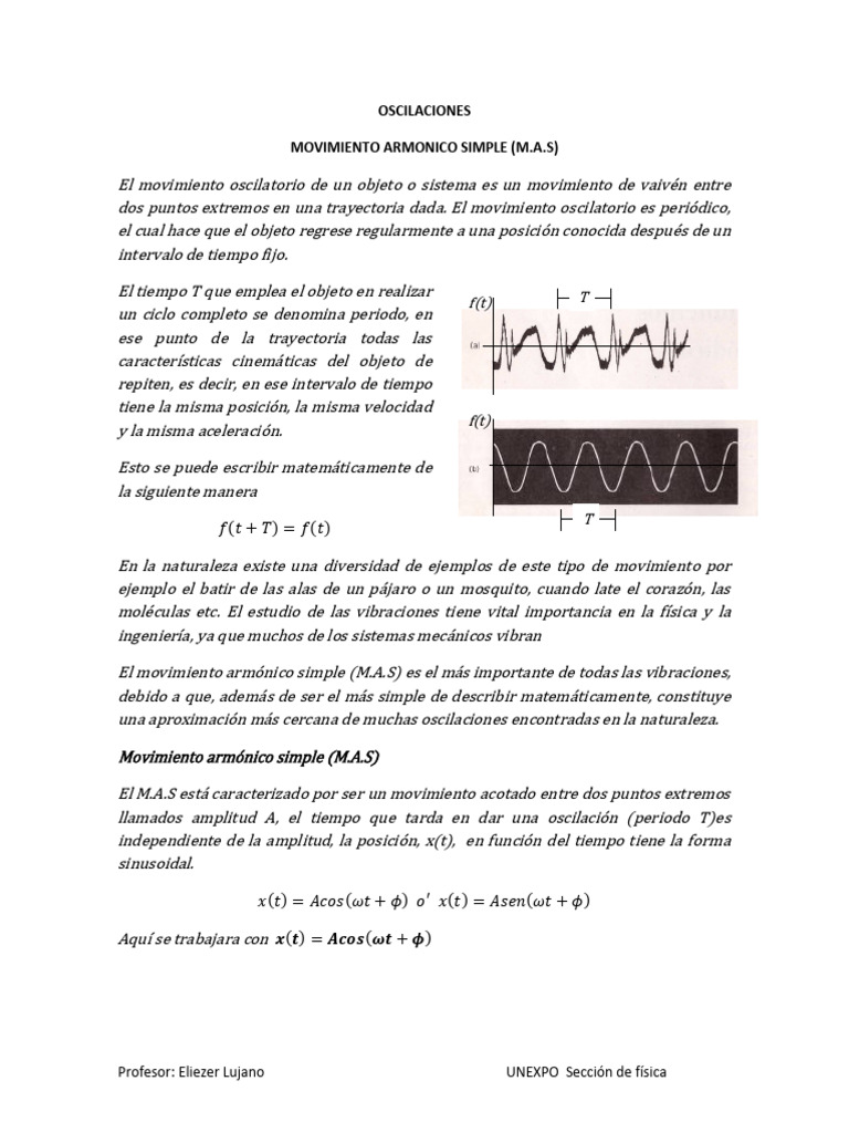 Movimiento Armónico Simple: Conceptos y Aplicaciones | PDF | Oscilación ...