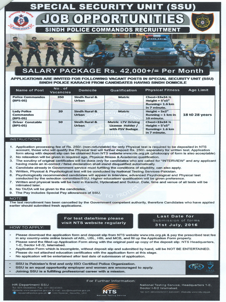 SSU Commando Recruitment Application 2025 | PDF