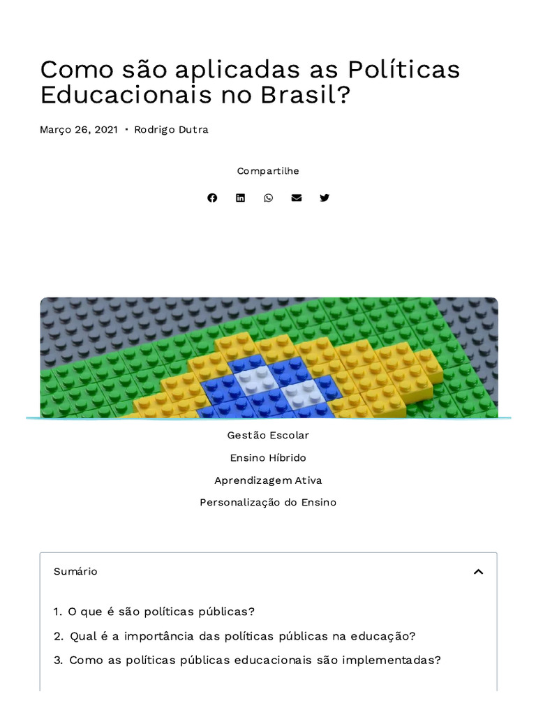 Políticas Educacionais no Brasil: Implementação e Impacto | PDF | Brasil