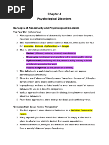 Chapter 4 - Psychological Disorders Notes