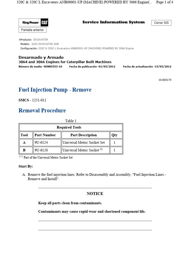 3064 and 3066 Fuel Injection Pump - Remove | PDF | Pump | Engines