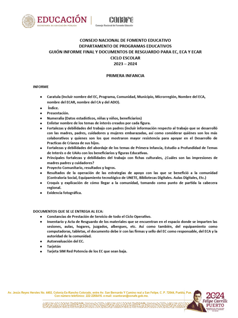 Guión Informe Final y Documentos de Resguardo para Ec, Eca y Ecar | PDF ...