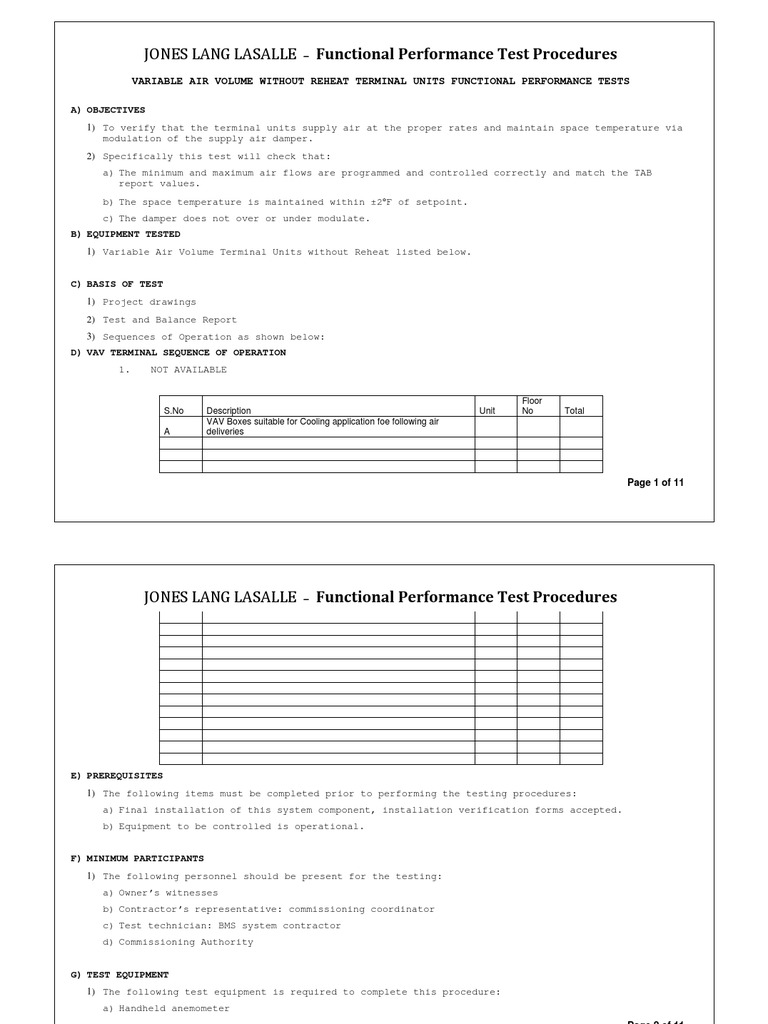 VAV Terminal Units Performance Testing | PDF | Computing And ...