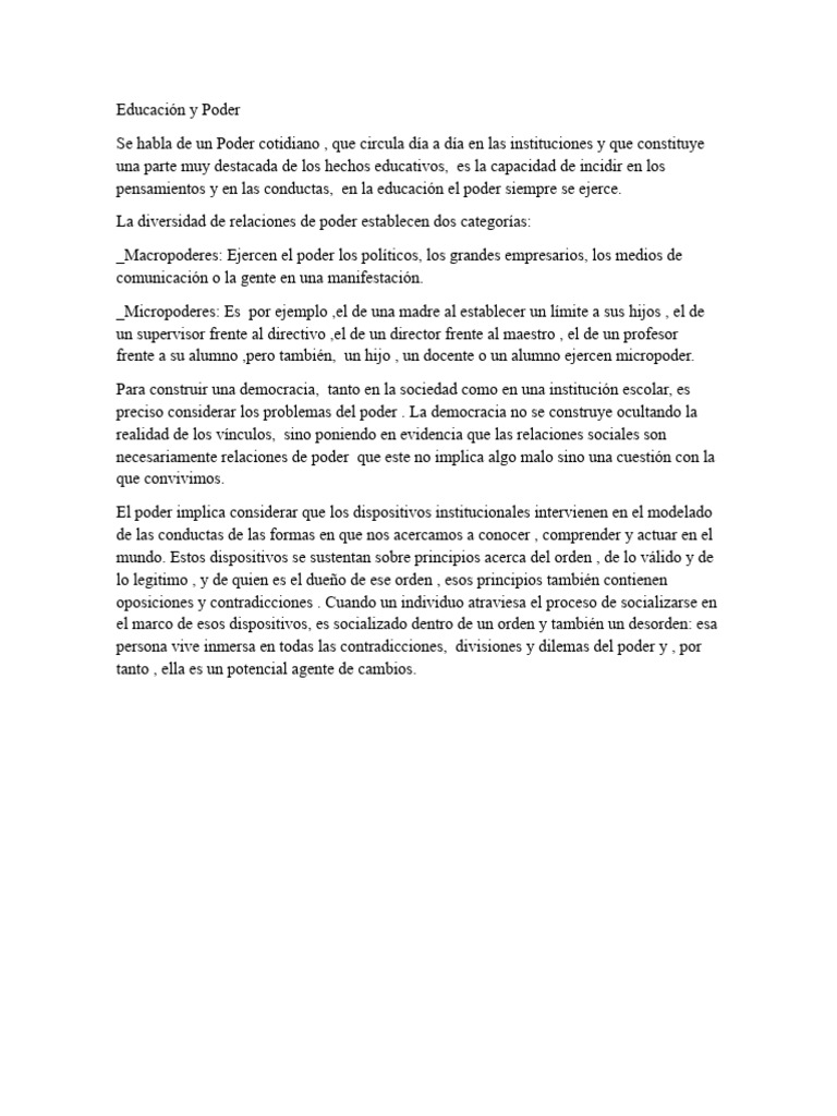 Educación Y Poder Pdf