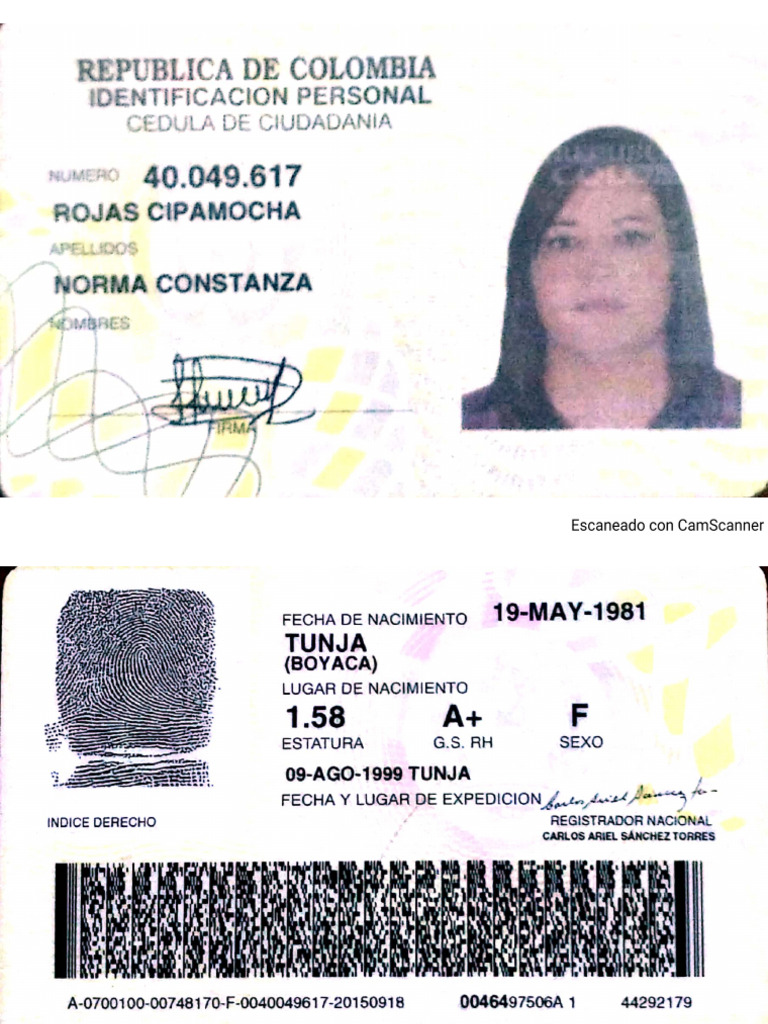 Cédula Norma Constanza Rojas | PDF