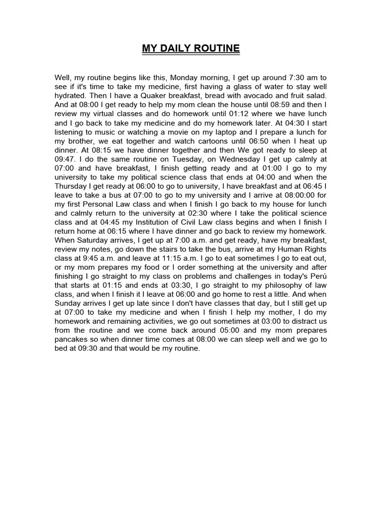 My Daily Routine | PDF | Self-Improvement | Lifestyle