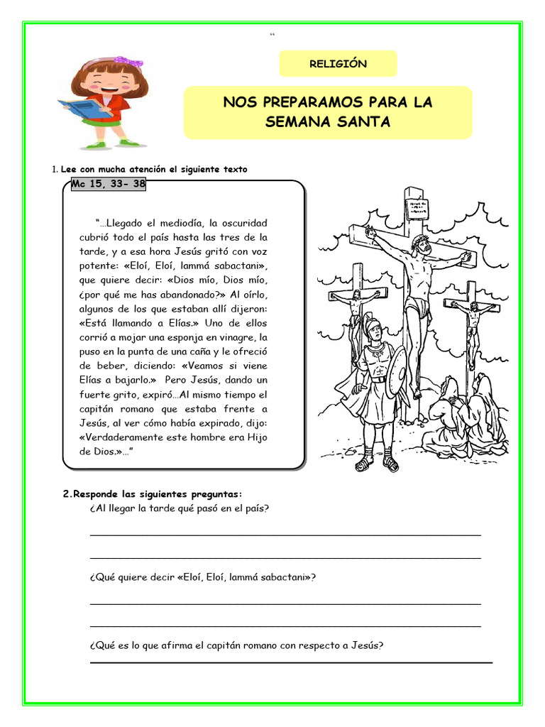 Ficha Semana Santa | PDF | La resurrección de Jesús | Crucifixion de jesus