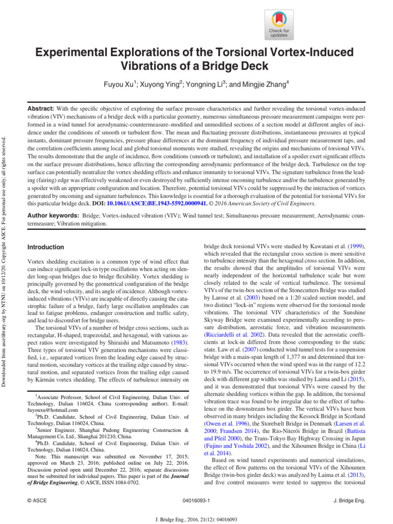 2016 Experimental Explorations of The Torsional Vortex-Induced ...