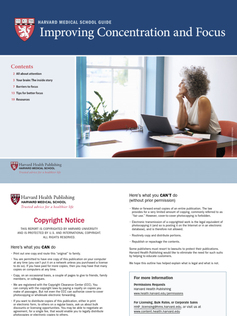 Improving Concentration and Focus Harvard Health | PDF | Attention | Neuron