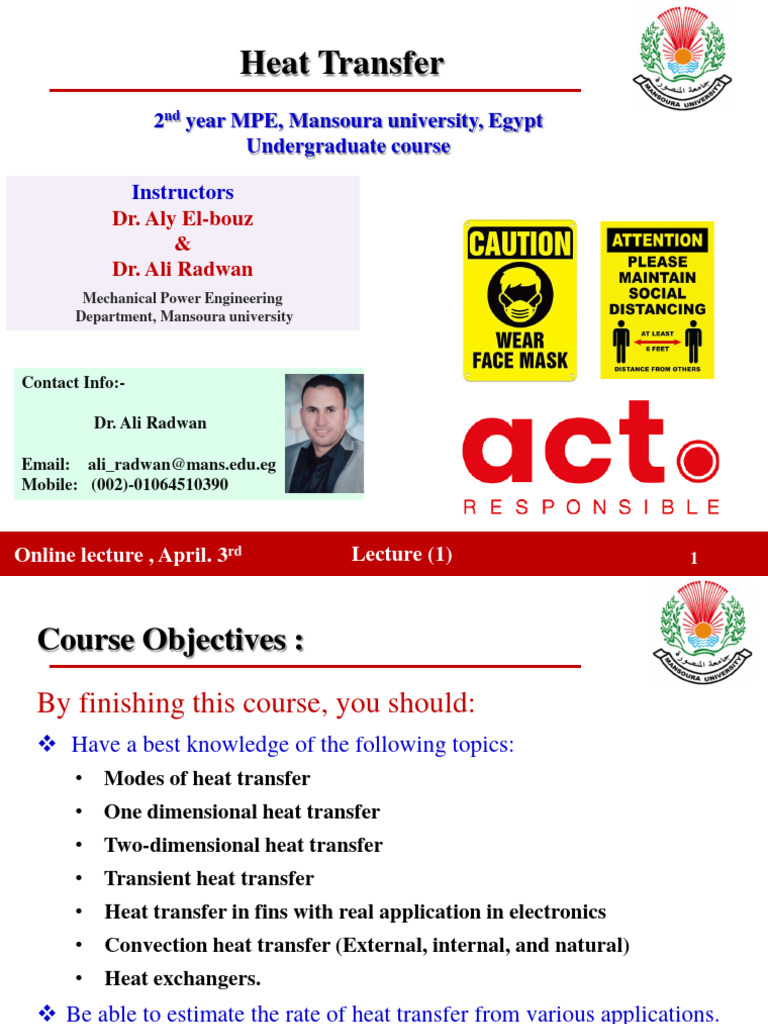 Lecture 1 Heat Transfer Pdf Heat Transfer Heat