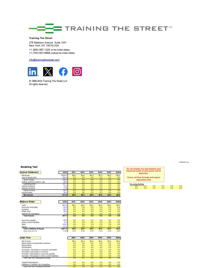 Moelis Modeling Test Overview | PDF | Capital Expenditure | Expense