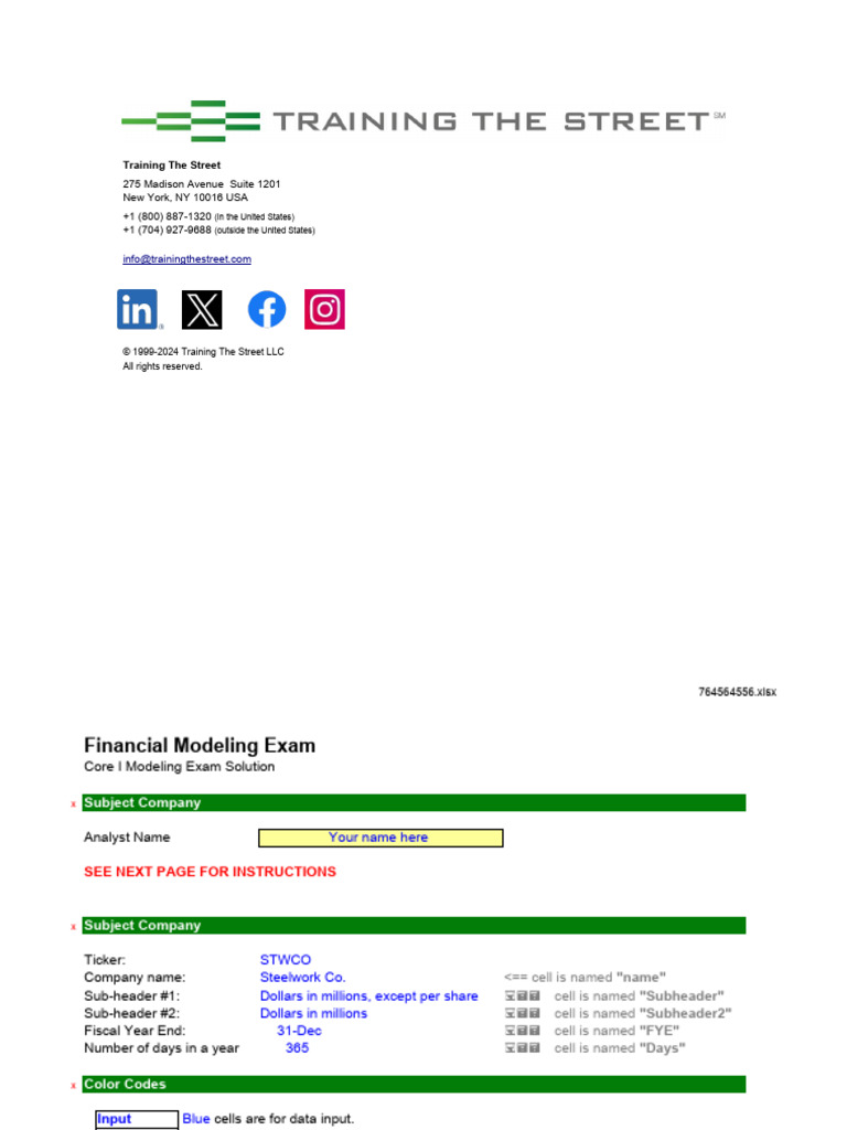 Modeling Exam US GAAP Template 2 v24.1 | PDF