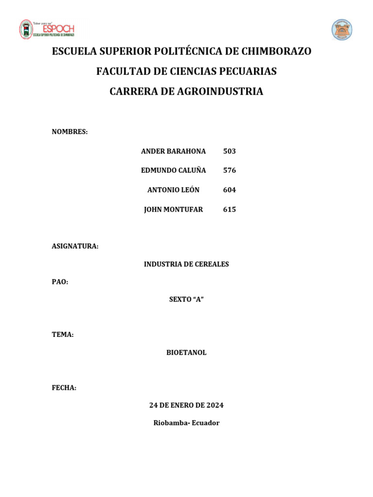 Bioetanol | PDF | Combustible de etanol | Etanol