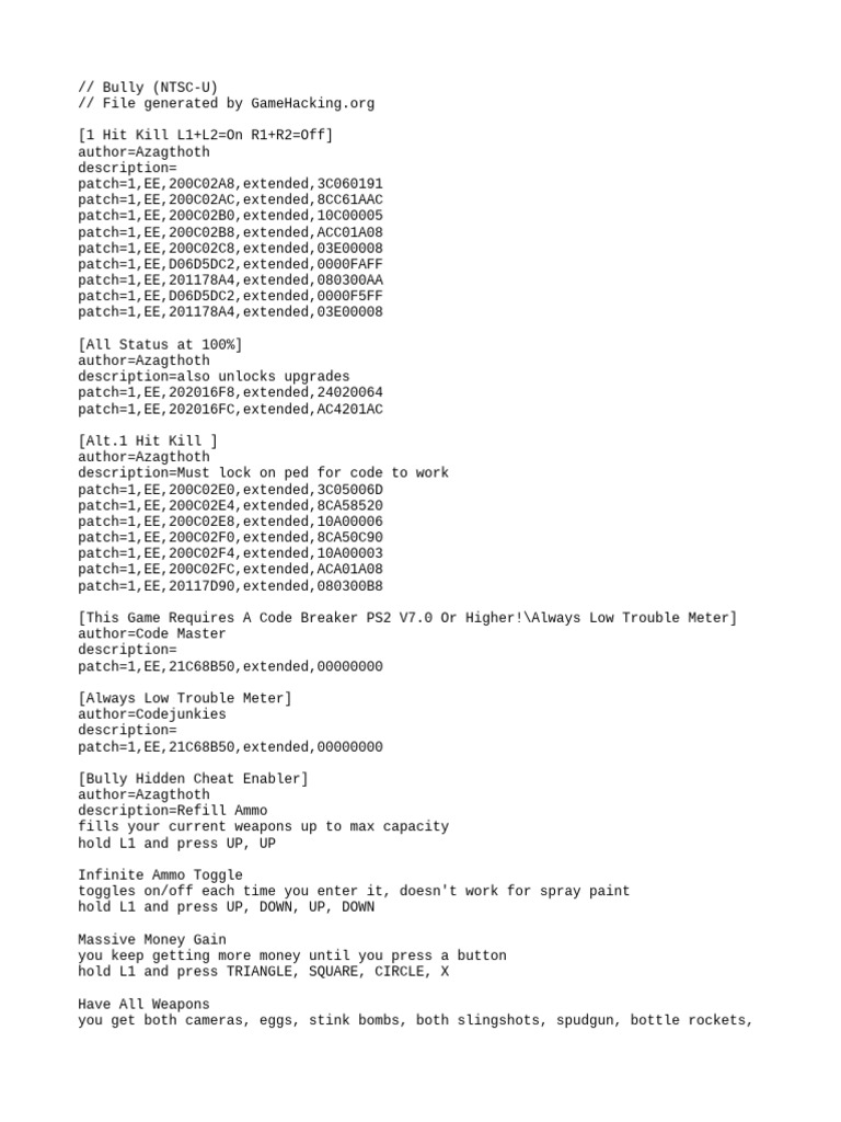 SLUS-21269 Pnach | PDF | Sports