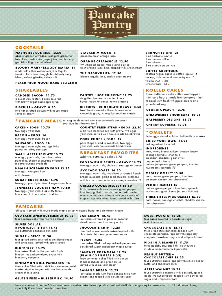 Pancake Pantry Breakfast Menu | PDF | Sausage | Pancake