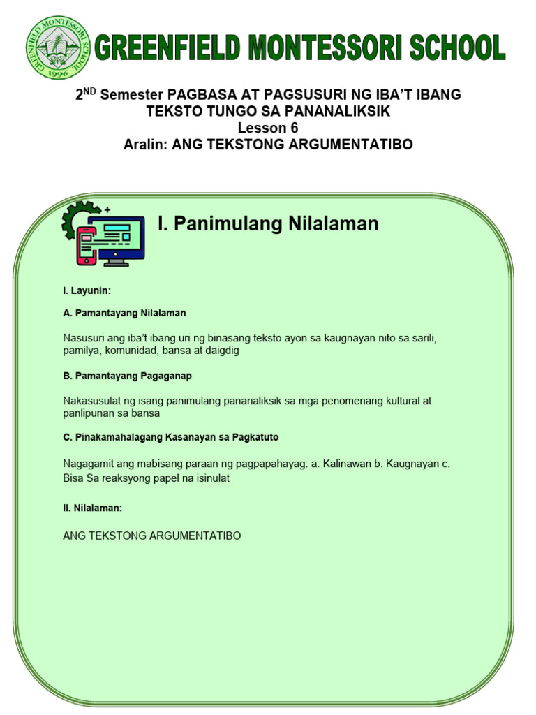 Q3 Lesson 6 Pagbasa At Pagsusuri Pdf