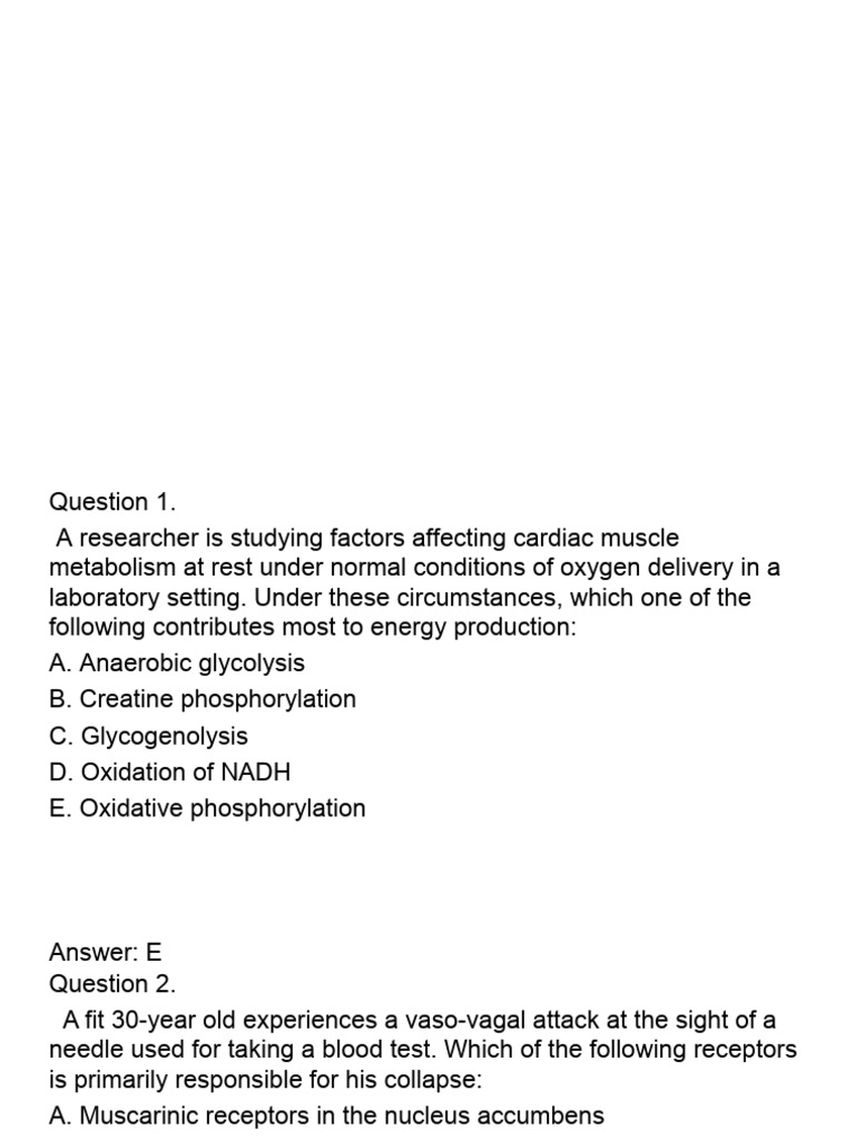 Cardiac Metabolism and Vaso-Vagal Response | PDF | Self-Improvement ...