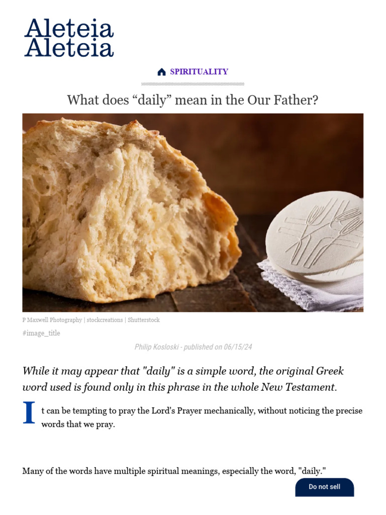 What does daily mean in the our father pdf lord s prayer