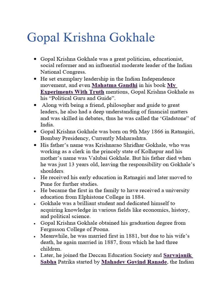 Gopal Krishna Gokhale: A Political Legacy | PDF | Indian Nationalism ...