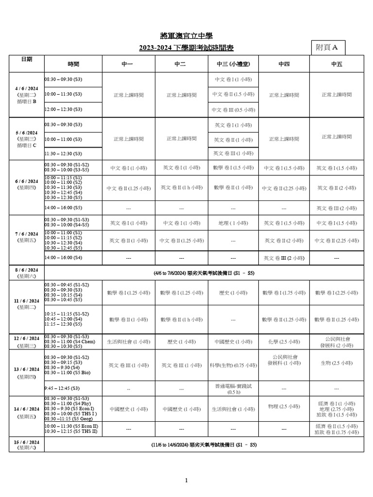 Yearly exam timetable 2324 2 pdf