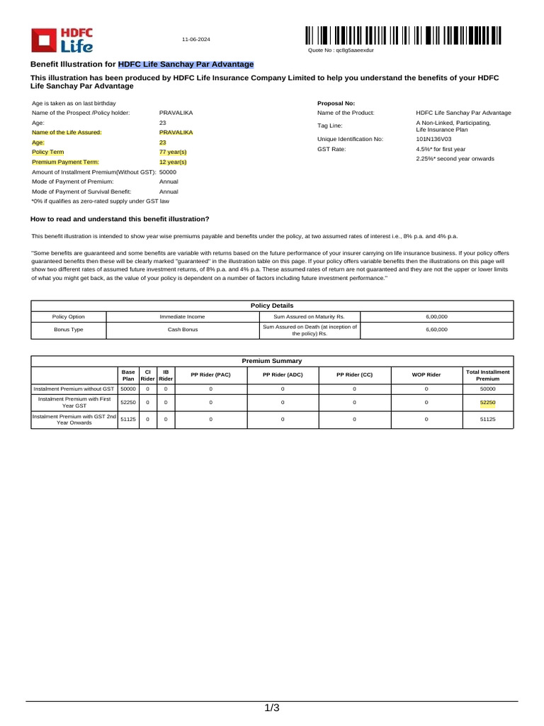 50k - Sanchay Par Advantage | PDF | Life Insurance | Insurance