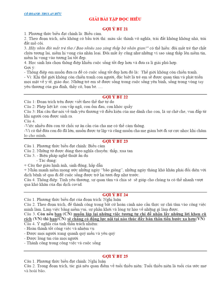 GIẢI ĐỌC HIỂU BT 21- BT 30 | PDF