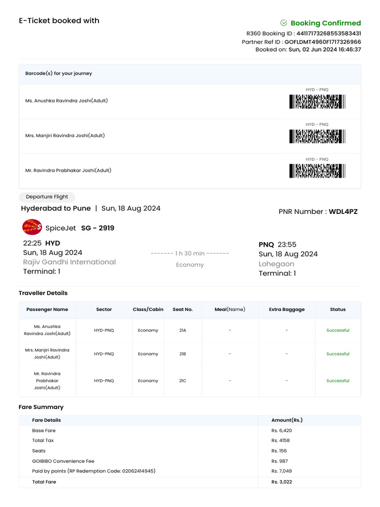 E-Ticket Booked With | PDF | Identity Document | Fee